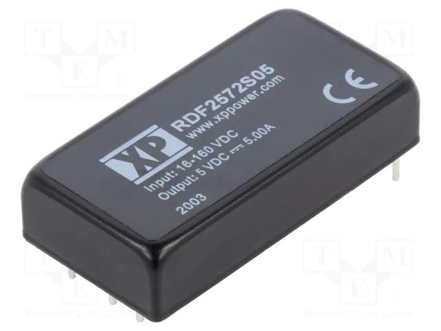 Converter: DC/DC; 25W; Uin: 16÷160VDC; Uout: 5VDC; Iout: 5A; THT; RDF XP POWER RDF2572S05