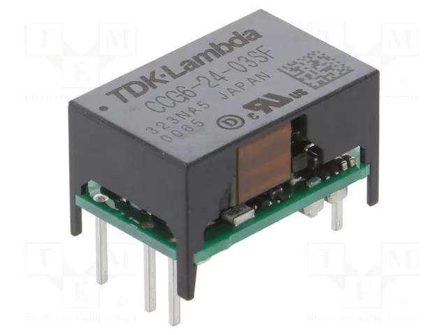 Converter: DC/DC; 6W; Uin: 9÷36VDC; Uout: 3.3VDC; Iout: 1.6A; THT TDK-LAMBDA CCG6-24-03SF