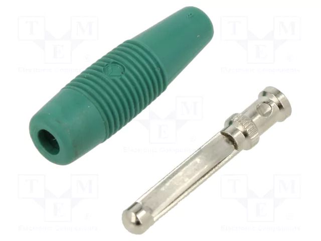 Connector: 4mm banana; plug; 30A; 60VDC; green; non-insulated; 3mΩ HIRSCHMANN T&M VON30GN