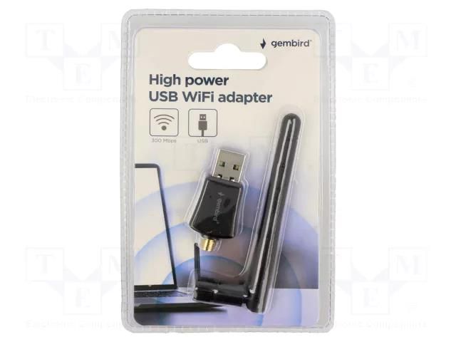 PC extension card: WiFi network; USB A plug; USB 2.0; black GEMBIRD WNP-UA300P-02