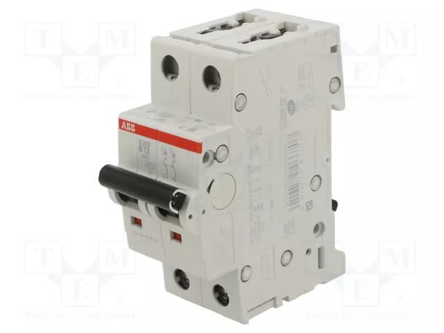 Circuit breaker; 230/400VAC; Inom: 13A; Poles: 2; Charact: B; 6kA ABB S202-B13