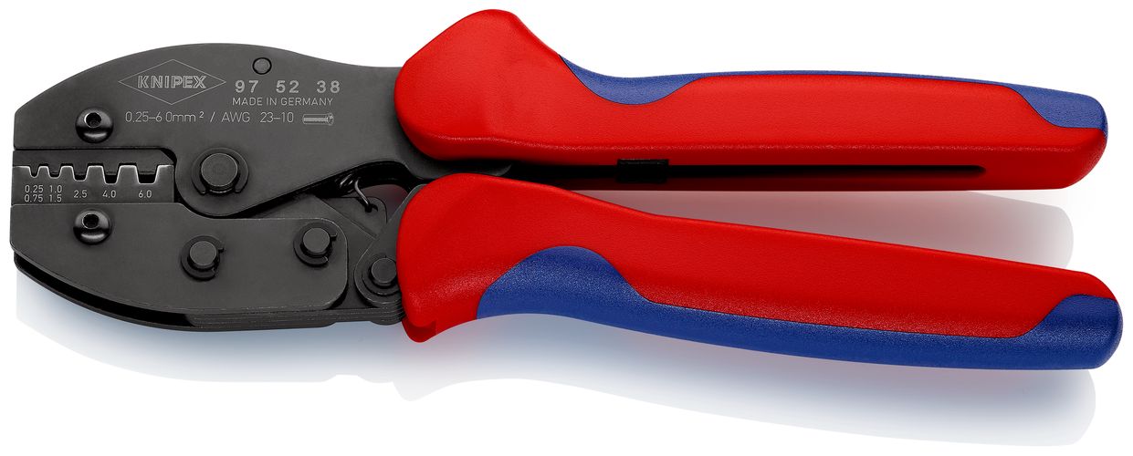 KNIPEX 97 52 38 SB PreciForce Crimping Pliers with multi-component handles burnished 220 mm 97 52 38 SB 4003773052630