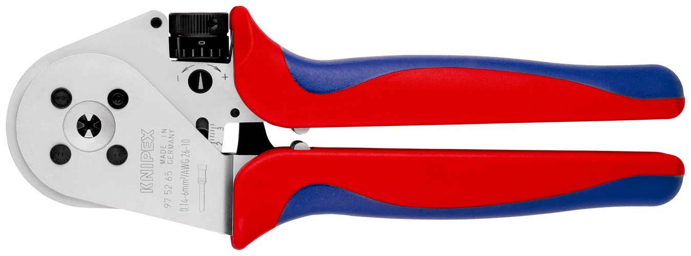 KNIPEX 97 52 65 Four-Mandrel Crimping Pliers for turned contacts with multi-component handles chrome-plated 230 mm 97 52 65 4003773045236