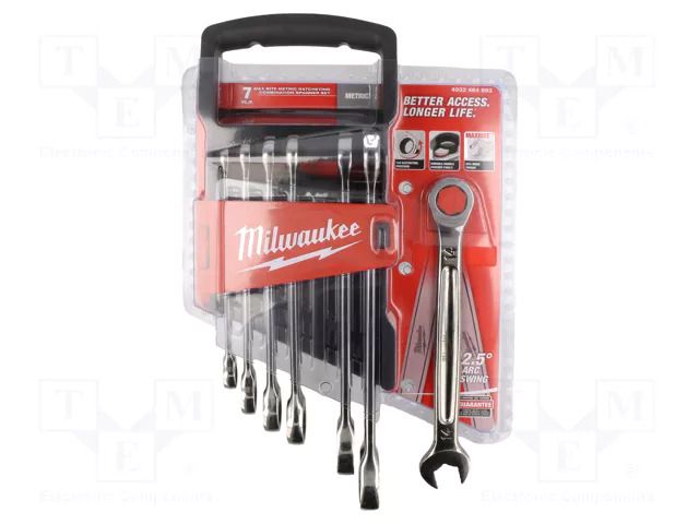 Wrench-set; rattle,combination spanner; Maxbite; 7pcs. Milwaukee MW-4932464993