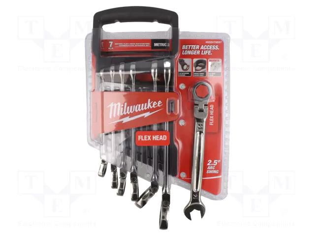 Wrenches set; combination spanner,with ratchet,with joint Milwaukee MW-4932478557