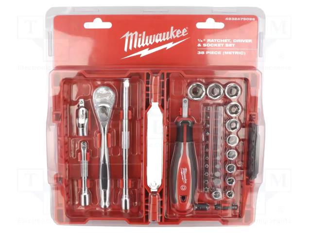 Wrenches set; 6-angles,socket spanner; 38pcs. Milwaukee MW-4932479096