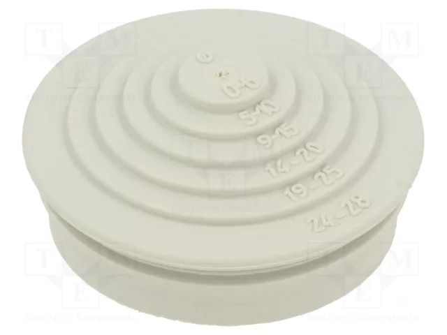 Grommet; elastomer thermoplastic TPE; light grey; Øcable: 0÷28mm OBO BETTERMANN OBO-2012358