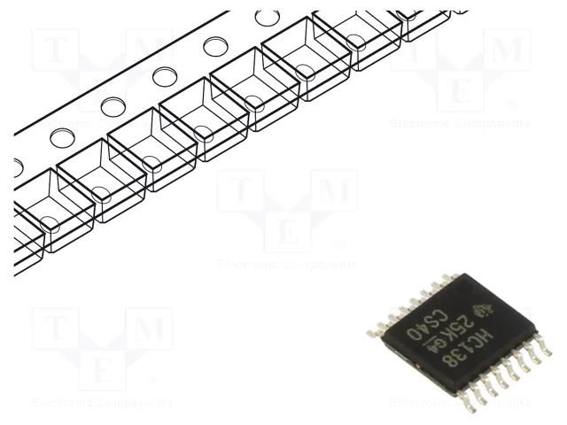 IC: digital; 3 to 8 line,decoder,demultiplexer; SMD; TSSOP16 TEXAS INSTRUMENTS SN74HC138PWR