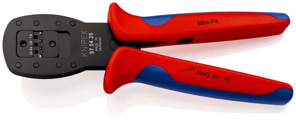 KNIPEX 97 54 26 Crimping Pliers for micro plugs parallel crimping Mini-Fit™ von Molex with multi-component handles burnished 190 mm 97 54 26 4003773079866