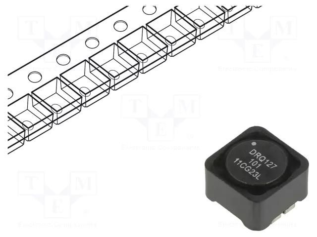 Inductor: wire; SMD; 1mH; Ioper: 610mA; 1.66Ω; ±20%; 12.5x12.5x8mm EATON ELECTRONICS DRQ127-102-R