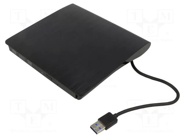 External DVD drive; black; USB A; USB 3.0; 146x145x16mm QOLTEC QOLTEC-51857