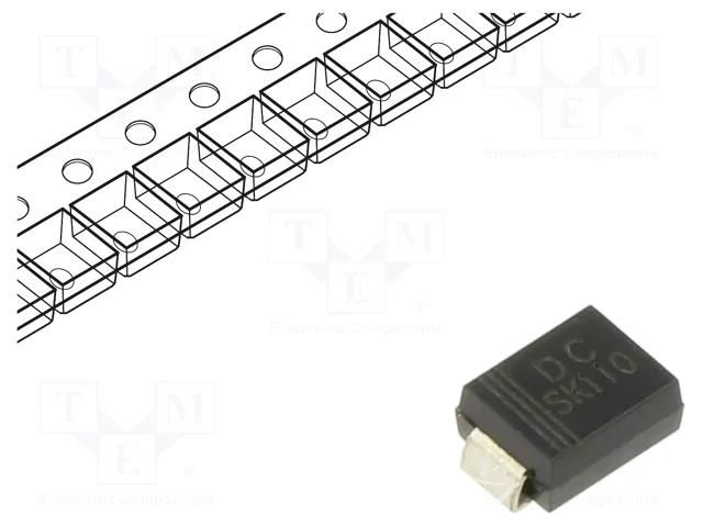 Diode: Schottky rectifying; SMB; SMD; 100V; 1A; reel,tape DC COMPONENTS SK110-DC