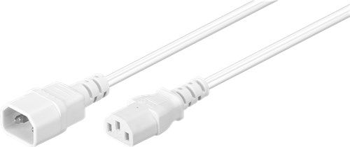 Extension Lead with C13 socket and C14 plug, 2 m, White, (3*0.75 mm²), 2 m - Device male C14 (IEC connection) > Device socket C13 (IEC connection) 97584