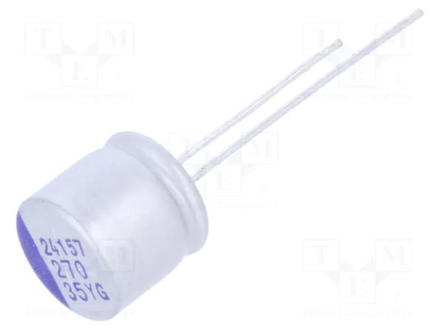 Capacitor: hybrid; THT; -55÷125°C; Body dim: Ø10x9.5mm; 270uF; ±20% SAMWHA YG1V277M1009MBB