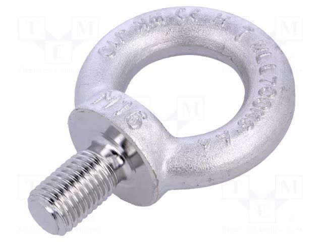 Lifting eye bolt; M16x27; Head: eye; acid resistant steel A4 ELESA+GANTER DIN580-M16-A4