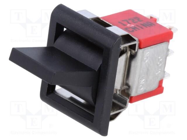 ROCKER; DPDT; Pos: 2; ON-ON; 2A/250VAC; 5A/28VDC; black; none; 10mΩ TE Connectivity 1-1571987-9