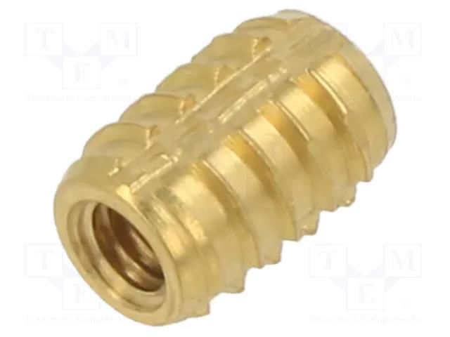 Threaded insert; brass; M2,5; BN 37915; L: 6.25mm; for plastic TAPPEX KVT-137M2.5