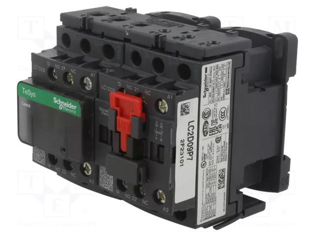 Contactor: 3-pole reversing; NO x3; Auxiliary contacts: NC + NO SCHNEIDER ELECTRIC LC2D09F7