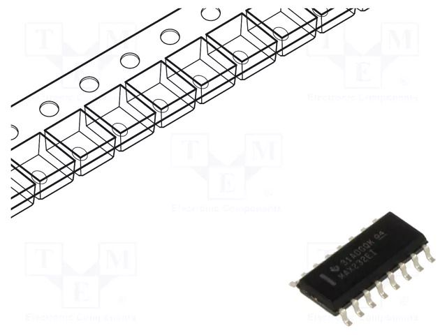 IC: interface; transceiver; full duplex,RS232; 250kbps; SO16 TEXAS INSTRUMENTS MAX232EIDR