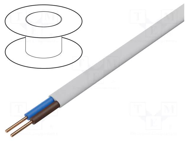 Wire; YDY; 2x1.5mm2; flat; wire; Cu; PVC; white; 450V,750V; 100m ELEKTROKABEL EK-YDYP-2X1.5