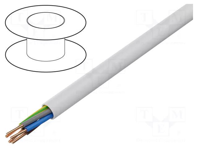 Wire; YDY; 5G4mm2; round; wire; Cu; PVC; white; 450V,750V; 100m ELEKTROKABEL EK-YDY-5X4