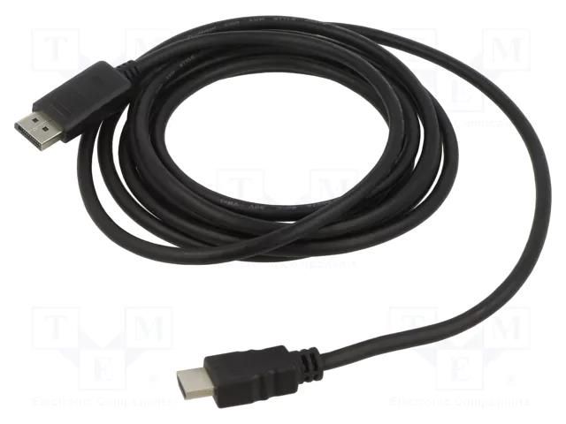 Cable; DisplayPort plug,HDMI plug; PVC; 3m; black; 28AWG GEMBIRD CC-DP-HDMI-3M