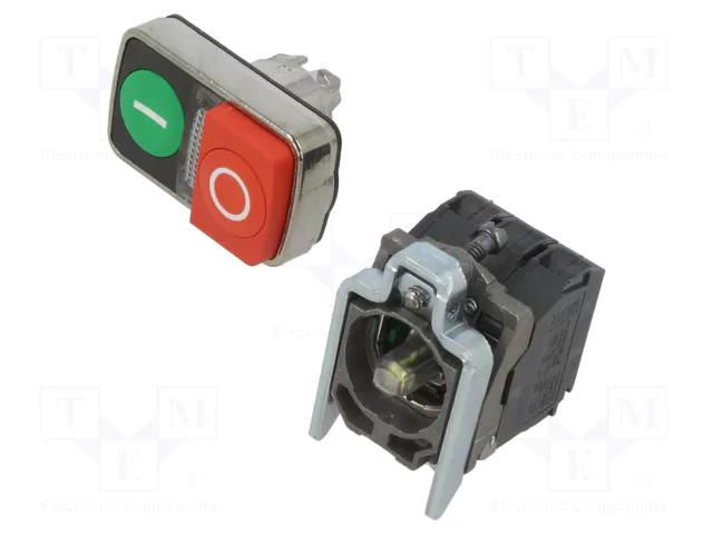 Switch: double; 22mm; Stabl.pos: 1; NC + NO; green/red; LED; 24V SCHNEIDER ELECTRIC XB4BW73731B5