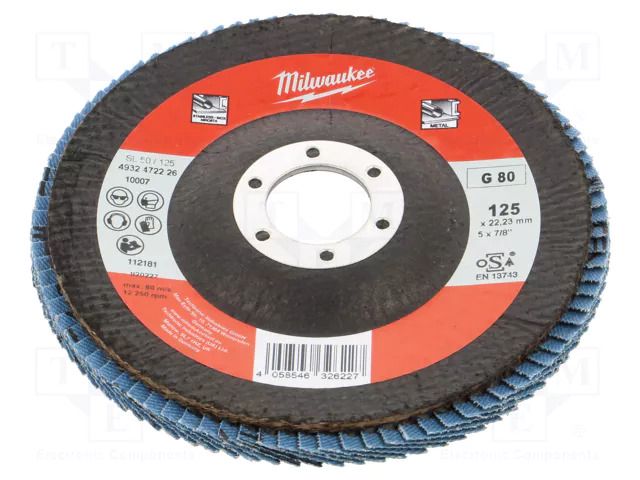 Flap grinding wheels; Ø: 125mm; Granularity: 80; 22.22mm Milwaukee MW-4932472226