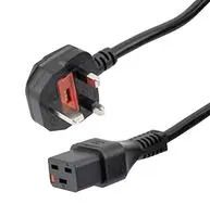 PWR CORD, IEC C19-UK BS 1363 PLUG, 9.8  C19LBS-13-3M