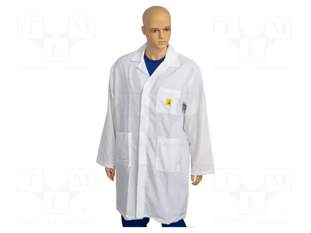 Coat; ESD; women's,L; cotton,polyester,carbon fiber; white ELME PEQ908W/L