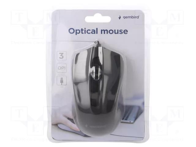 Optical mouse; black; USB A; wired; 1.35m; No.of butt: 3 GEMBIRD MUS-3B-01