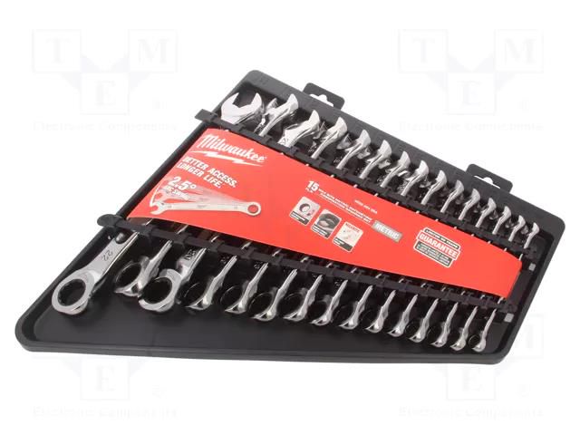 Wrenches set; combination spanner,with ratchet; Maxbite; 15pcs. Milwaukee MW-4932464994