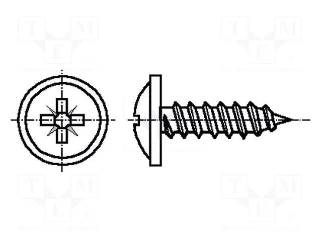 Screw; with flange; 4.2x16; Head: button; Pozidriv; PZ2; steel; zinc BOSSARD B4.2X16/B14072