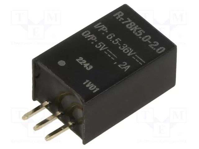 Converter: DC/DC; Uin: 6.5÷36VDC; Uout: 5VDC; Iout: 2A; SIP3; THT RECOM R-78K5.0-2.0