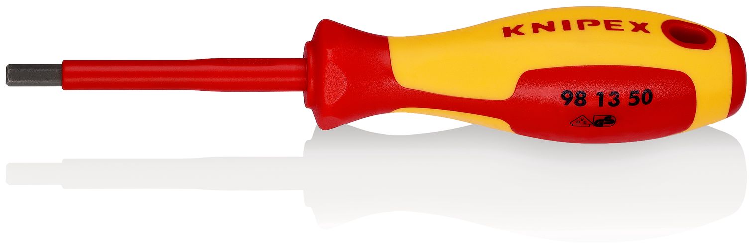 KNIPEX 98 13 50 Screwdriver for hexagon socket screws insulated with multi-component grips, VDE-tested burnished 187 mm 98 13 50 4003773026365