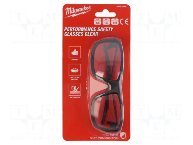 Safety spectacles; Lens: transparent Milwaukee MW-4932471883