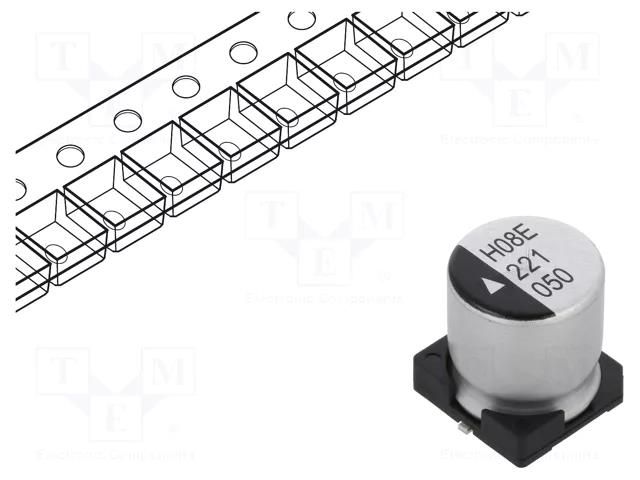 Capacitor: electrolytic; SMD; 220uF; 50VDC; Ø12.5x13.5mm; 5000h KYOCERA AVX AEH1213221M050R