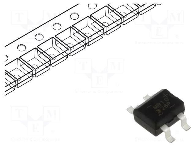 Bridge rectifier: single-phase; Urmax: 1kV; If: 800mA; Ifsm: 30A FAGOR MB10SATR