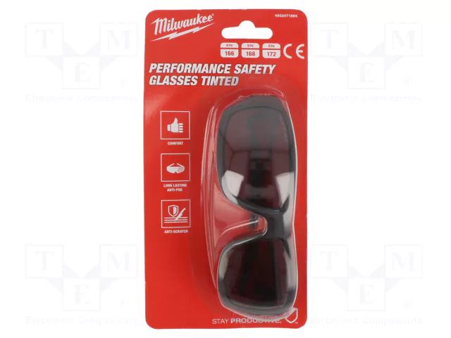 Safety spectacles; Lens: darkened Milwaukee MW-4932471884