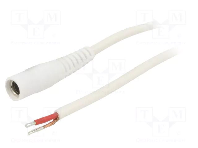 Cable; 1x1mm2; wires,DC 5,5/2,1 socket; straight; white; 2m WEST POL S21-TT-C100-200WH