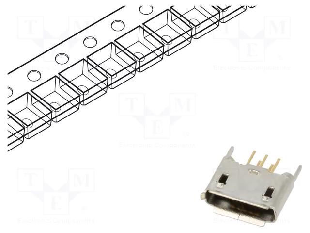 Connector: USB AB micro; socket; THT; PIN: 5; straight; USB 2.0 GCT USB3106-30-0230-A