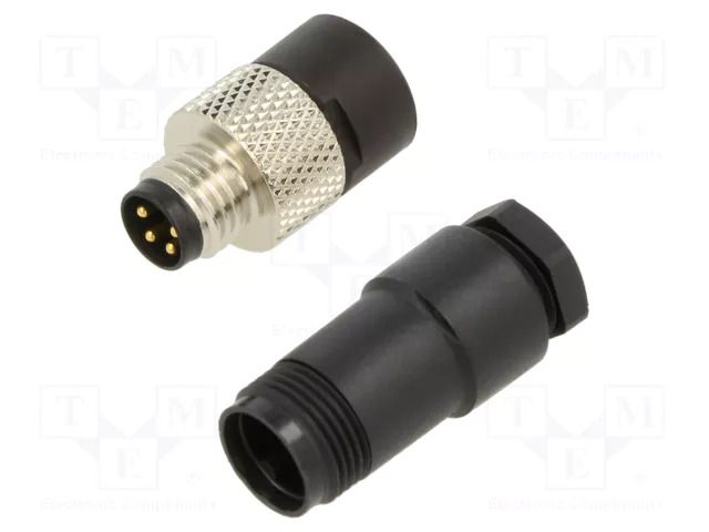 Connector: M8; plug; male; 768; 4A; 30V; PIN: 4; IP67; straight; PBT BINDER 99-3383-00-04