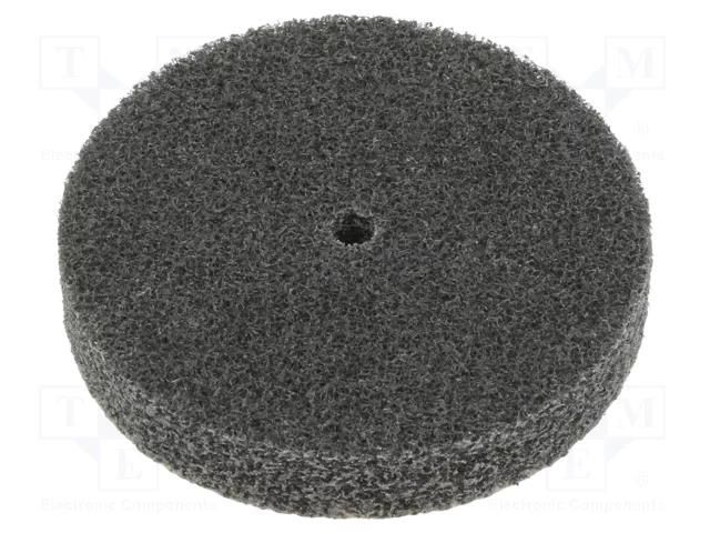 Grinding pin; fleece; Dim: Ø76x12mm; Grit: 2S; Mount.hole diam: 6mm HURAGAN HUR-SXW-F2-712-6