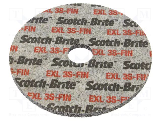 Grinding pin; fleece; Dim: Ø125x6mm; Grit: 3S; mounting holes HURAGAN HUR-SXW-F312-622