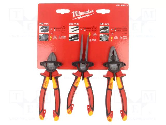 Kit: pliers; side,universal,elongated; 3pcs. Milwaukee MW-4932464575
