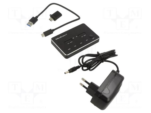 Docking station; PnP; USB 3.1; black; Support: M.2 SATA SSD QOLTEC QOLTEC-50310