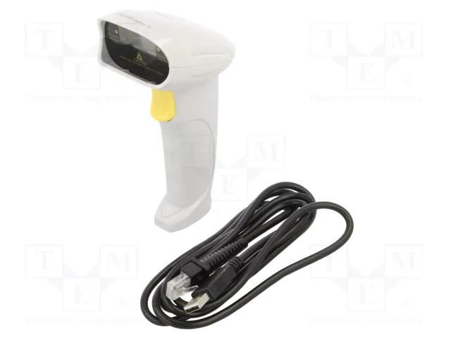 Barcode scanner; white; Interface: USB; 1D QOLTEC QOLTEC-50877