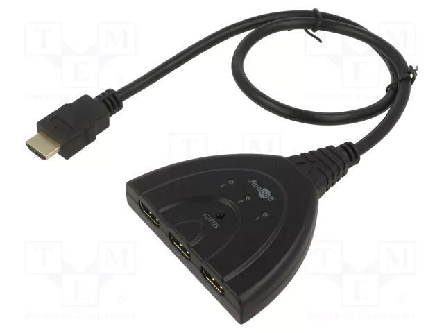 Switch; HDCP 1.4,HDMI 1.4; 0.55m; Input: HDMI socket x3; black GOOBAY HDMI-SWITCH-05