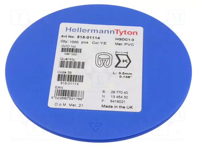 Markers; Marking: K; 1÷3mm; PVC; yellow; -65÷105°C; leaded; HGDC1-3 HELLERMANNTYTON HGDC1-3K-PVC-YE