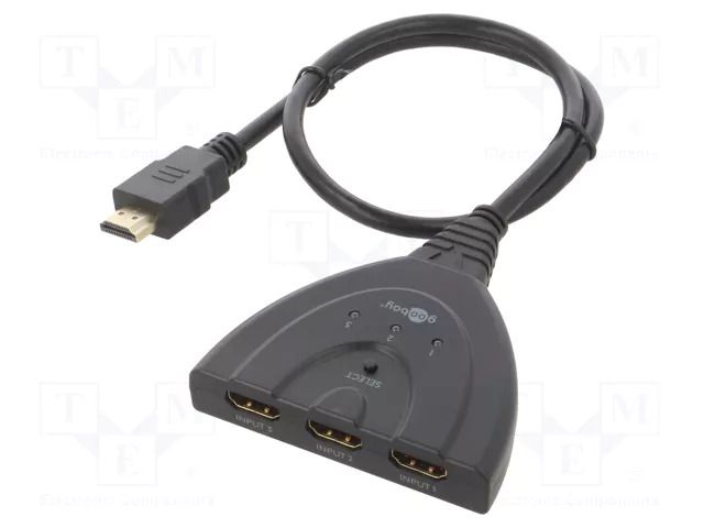 Switch; HDCP 2.2,HDMI 2.0; 3D,4K,HDCP; 0.55m; Out: HDMI plug GOOBAY HDMI-SWITCH-06